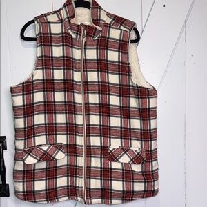 Maurices Red and White Plaid women’s Vest
